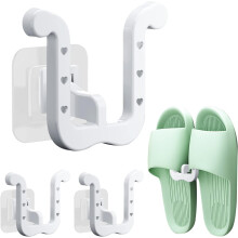 3Pcs Slipper Holder (White) No Drilling Bathroom Slipper Holder Hooks Multifunctional Shoe Organization for Closet Door Entryway Bathroom