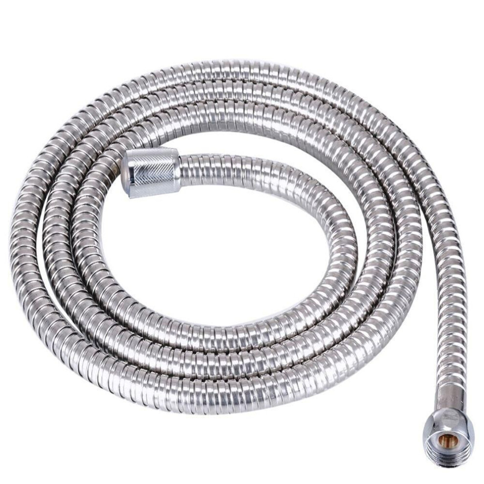 (2m-Silver) 1.5/2m Anti-twist Shower Hose Replacement Spray Encryption Pipe Shower Head Extension Tube  Bathroom