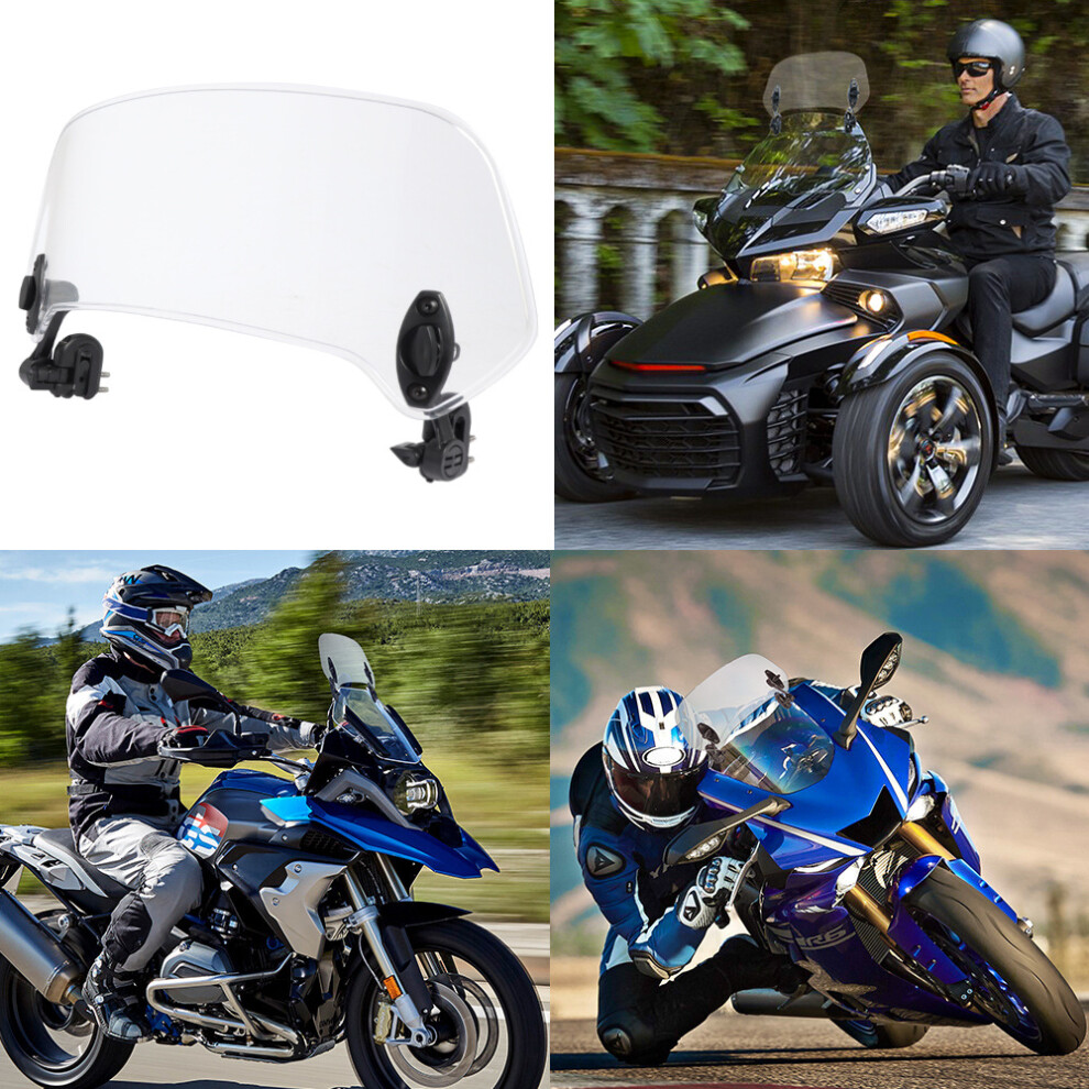 Motorcycle Windshield (Transparent M), Universal Motorcycle Modified Windscreen Deflectors, Windshield Spoiler Air Deflector 9469042654762