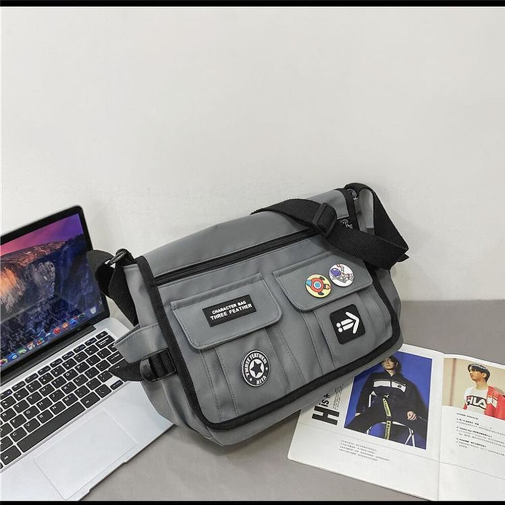 (grey) New Crossbody Bag Men&apos;s Tide Satchel Canvas Student Messenger Bag Female Backpack Casual Shoulder Bag