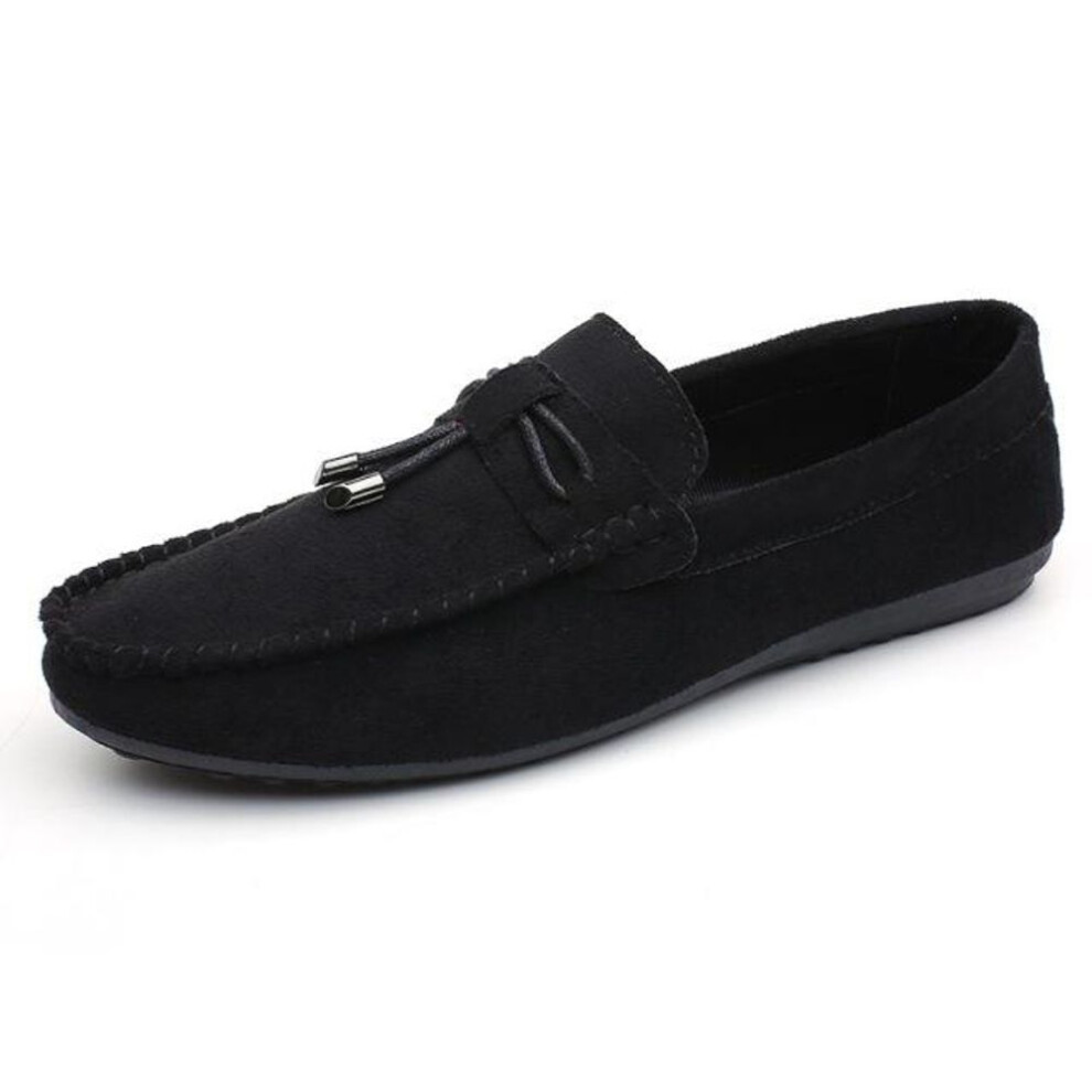 (black, 43) Men Casual Shoes Fashion Male Shoes Suede Soft Men Loafers Leisure Moccasins Slip On Men&apos;s Driving Shoes Black Red Man Lazy Shoe