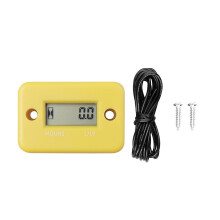 (yellow) Hour Meter with Battery Timer LCD Digital Display RPM Car Motorcycle Jet Ski Boat Meter Counter Tachometer Gauge Engine Tool