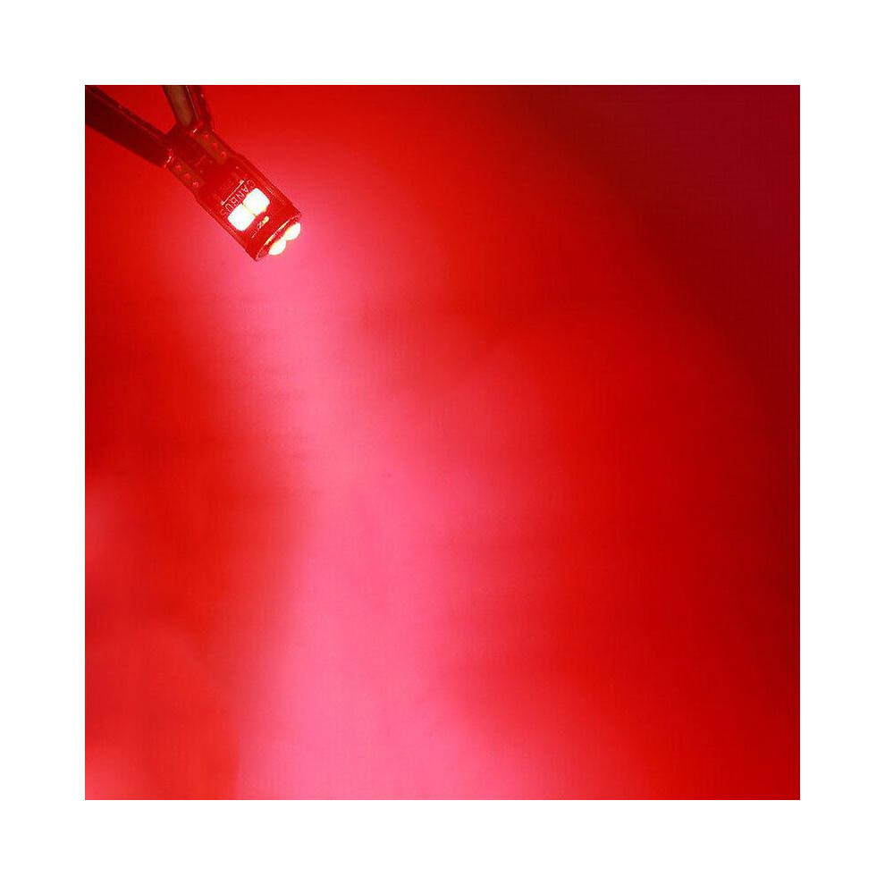 () 10X T10 W 5W Led 6 Smd Parking Interior Lighting Bulb Red/Light 5014561709703