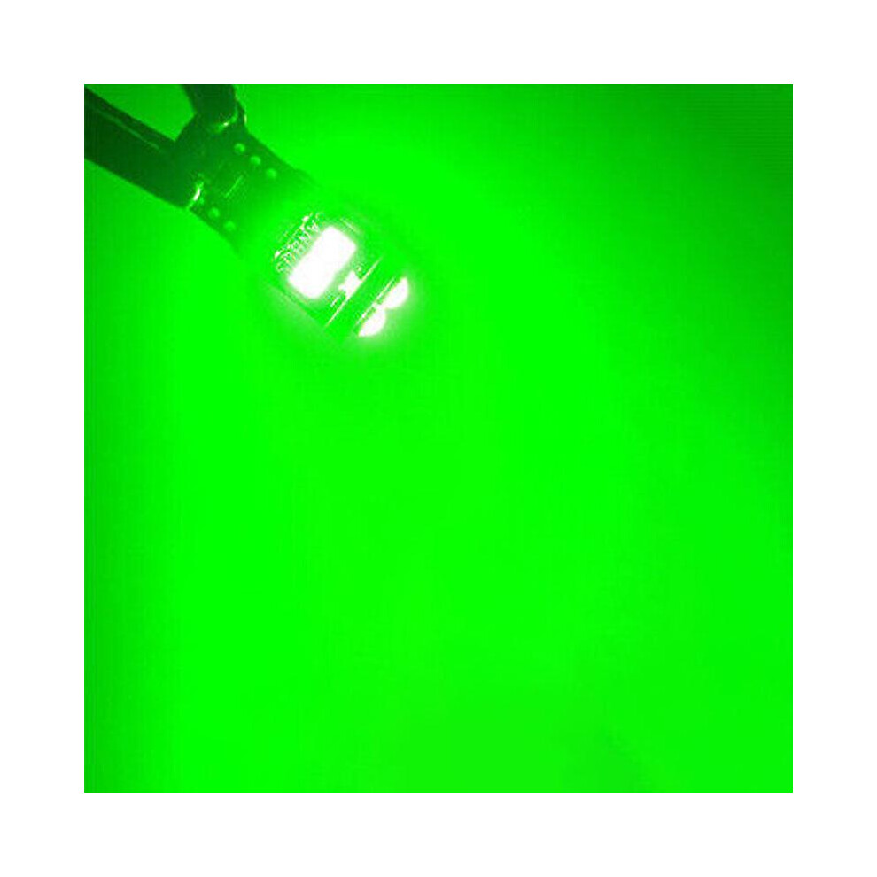 () 10X T10 W 5W Led 6 Smd Parking Interior Lighting Bulb Green/Light 5014561709673