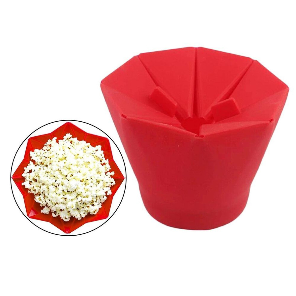 (red) 1pcs Foldable Red Silicone Silicone Popcorn  High Quality Kitchen Easy Tools Diy Popcorn Bucket Bowl Maker Popcorn Microwave2023