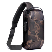 Men's Anti-theft Crossbody Bag with Password Lock Usb Charging System Waterproof Oxford Cloth Sports Chest Bag New
