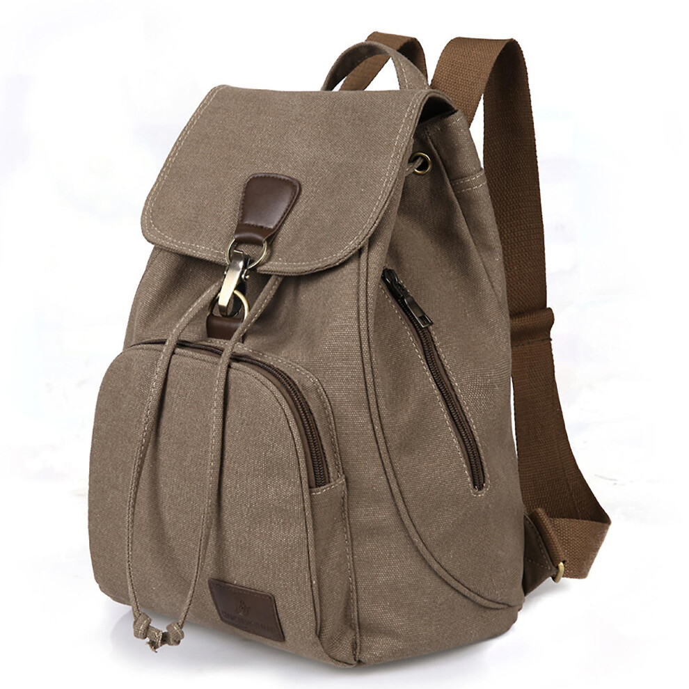 (Coffee) Casual Bucket Daypack Backpacks Large Capacity Schoolbag With Side Zipper Pocket For Books Laptop Magazines Brown