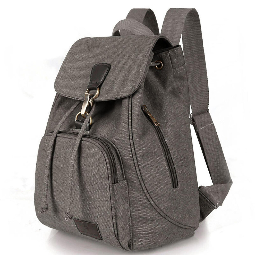 (Gray) Casual Bucket Daypack Backpacks Large Capacity Schoolbag With Side Zipper Pocket For Books Laptop Magazines Gray