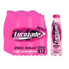 Lucozade Zero Pink Lemonade 12x500ml
