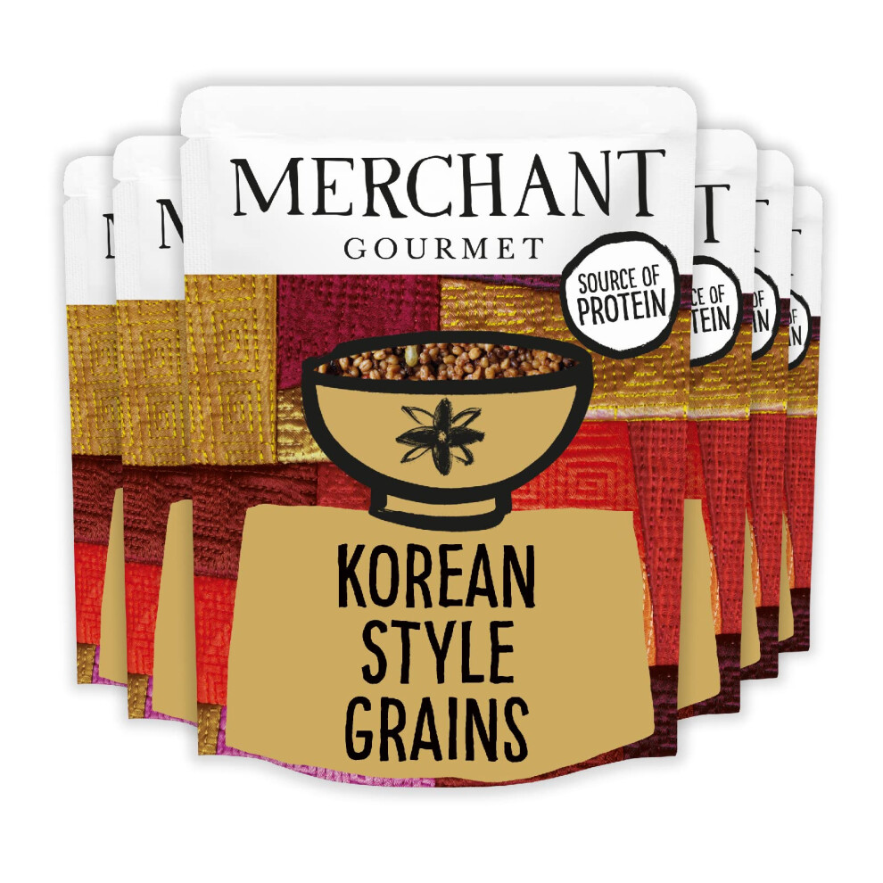 Merchant Gourmet Black Zingy Korean-Style Grains - Cooked Wheatberries, Barley & Edamame Beans - Source Of Protein & Fibre, Low Fat, Vegan - Pack Of Size 6