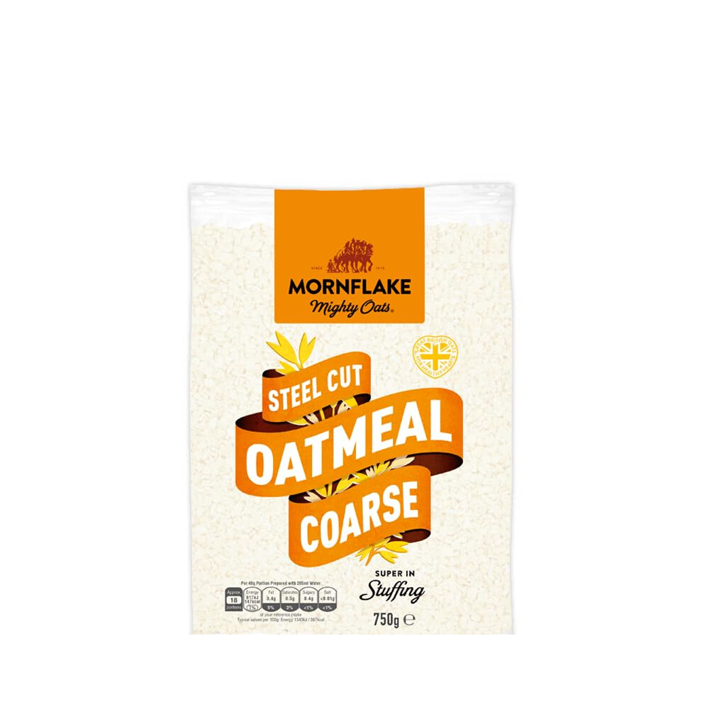 Mornflake - Mighty Oats Stoneground Coarse Oatmeal 6X 750G. High In Fibre. Perfect For Breakfast Porridge Oats, Granola And Baking. Suitable For Vegan