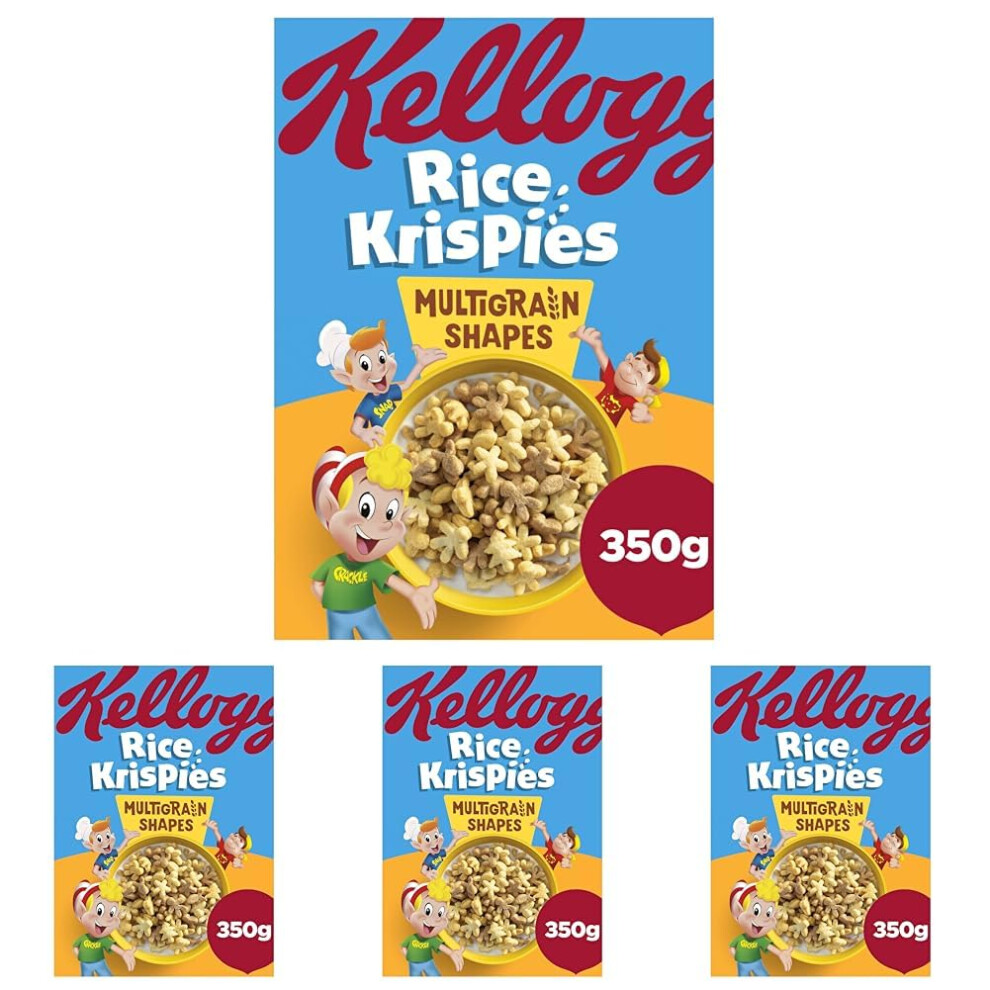 Kelloggs Kellogg's Rice Krispies Multigrain Shapes Breakfast Cereal Box, 350G (Pack Of 4)