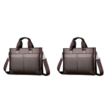 2X LINGZHIDAISHU Business Men'S Briefcase High-Quality Handbag Leather Laptop Bag Messenger Men Brown