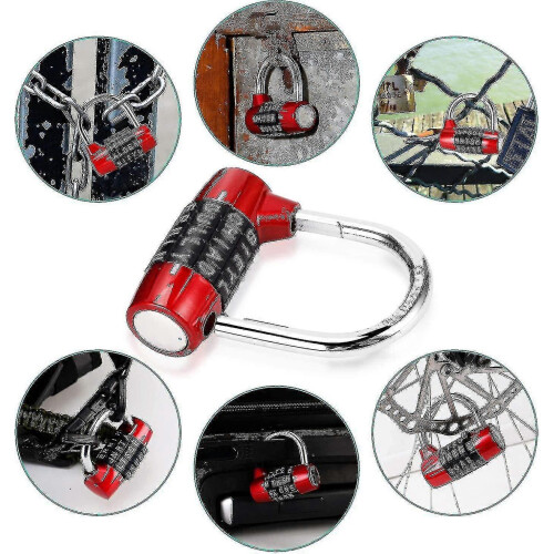 Gym Locker Lock, 5 Letter Combination Lock Password Sturdy Security Padlock (red) 2