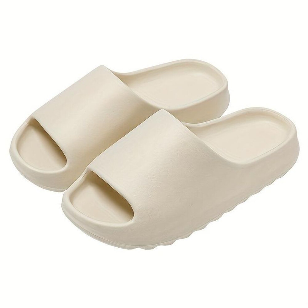 (beige, 44-45) Men&apos;s Slippers, Casual Anti Slip Slippers, Open Toe Shoes, Suitable for Indoor and Outdoor Beach Showers, Spring and Summer