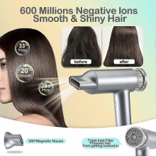 New Style 120000 Rpm High Speed Hair Dryer, 600 Million Negative Ions, Blow Dryer Brushless Motor 2 Speeds 4 Temps, Lightweight Low Noise with Magneti