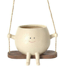 Hanging Swing Face Planters Pots for Indoor Outdoor Plants Cute Wall Hanging