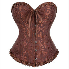 (BROWN,6XL)Corset à lacet sexy à l'arrière pour femmes Lingerie Bustier Top Plus Size