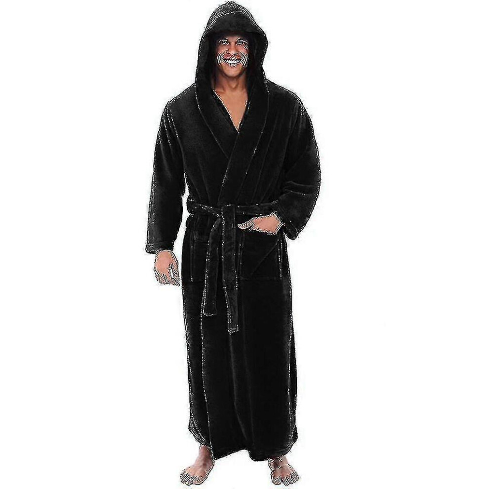 (grey,L)Peignoir Homme - Peignoir éponge à capuche longue pour la maison, l'hôtel et le spaZZ