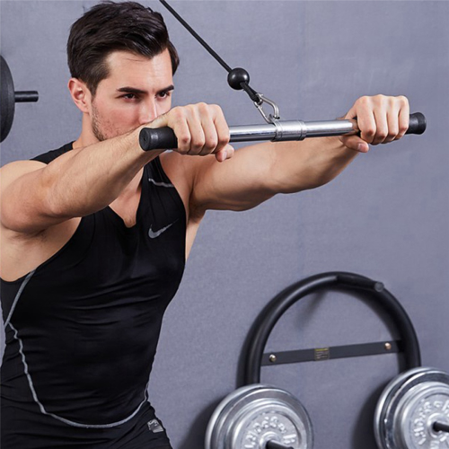2X Pull Down Bar Gym Rotating Straight for Cable Machine Attachments Workout Biceps Training Equipment 2