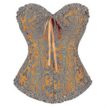 (XXXXXL,gold)Corset sexy en satin avec nœud papillon décoré Clubwear Showgirl Body Shaper Plus Size