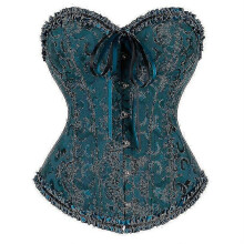 (XXXXL,vert 3)Sexy Satin Overbust Corset Top Lace Bowknot Decorated Clubwear Showgirl Body Shaper Plus Size