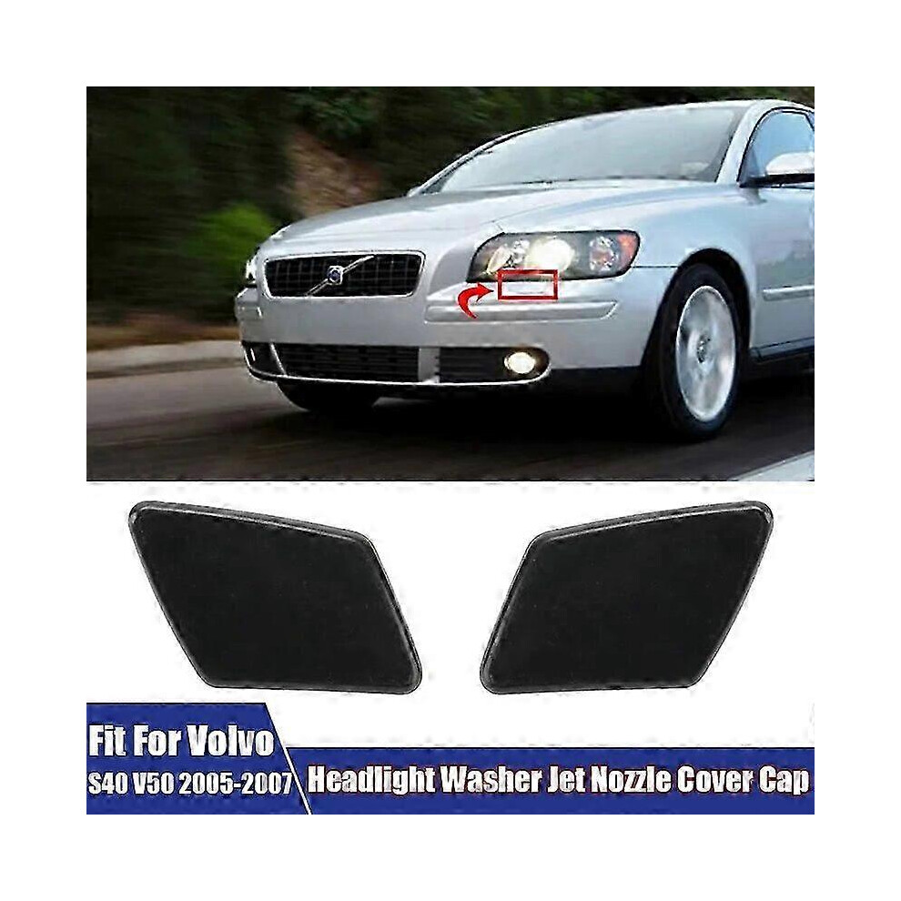 (Left) Left And Right Car Front Bumper Headlight Washer Nozzle Spray Jet Cover Cap For Volvo S40 V50 2005 2 5014561719054