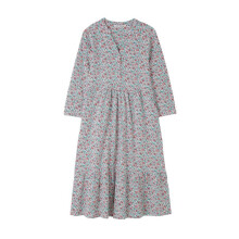 (12, Ditsy Floral) LightHouse Women's Katie Midi Dress - Ladies' Cotton Stretch V-Neck Casual Dress with Pockets