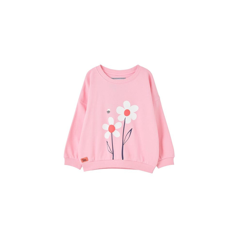 (4-5 Yrs, Dusky Pink Flowers) LightHouse Girls' Flora Cotton Stretch Sweatshirt - Kids' Printed Jersey