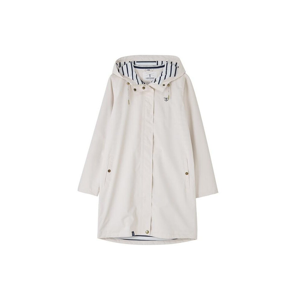 (8, Cream) LightHouse Women's Long Beachcomber Jacket - Ladies 3/4 length Windproof Spring Summer Outdoor Coat with Hood