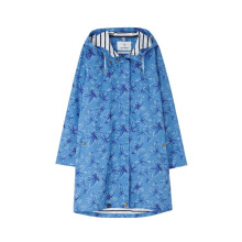 (20, Marine Blue Floral) LightHouse Women's Long Beachcomber Jacket - Ladies 3/4 length Windproof Spring Summer Outdoor Coat with Hood