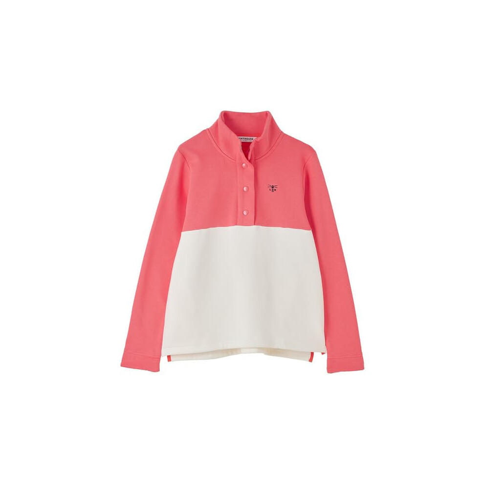 Lighthouse (20, Coconut Deep Coral) Women's Heaven Sweatshirt - Ladies Popper Detail Cotton Top