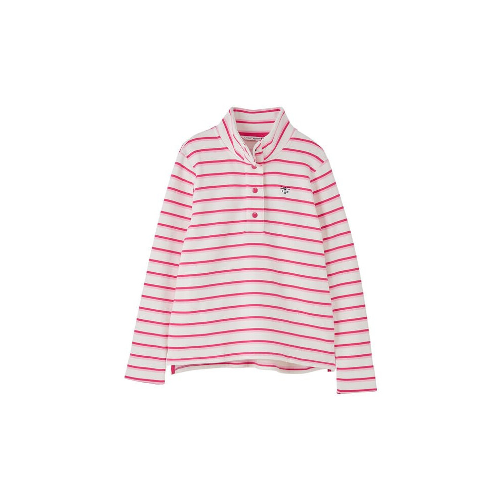 Lighthouse (14, Pink Stripe) Women's Heaven Sweatshirt - Ladies Popper Detail Cotton Top