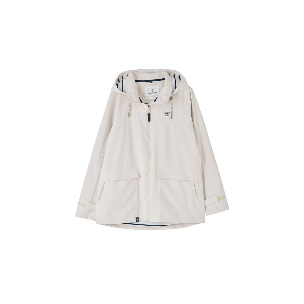 (8, Cream) LightHouse Women's Beachcomber Waterproof Jacket - Ladies Windproof Spring Sumer Outdoor Coat with Hood