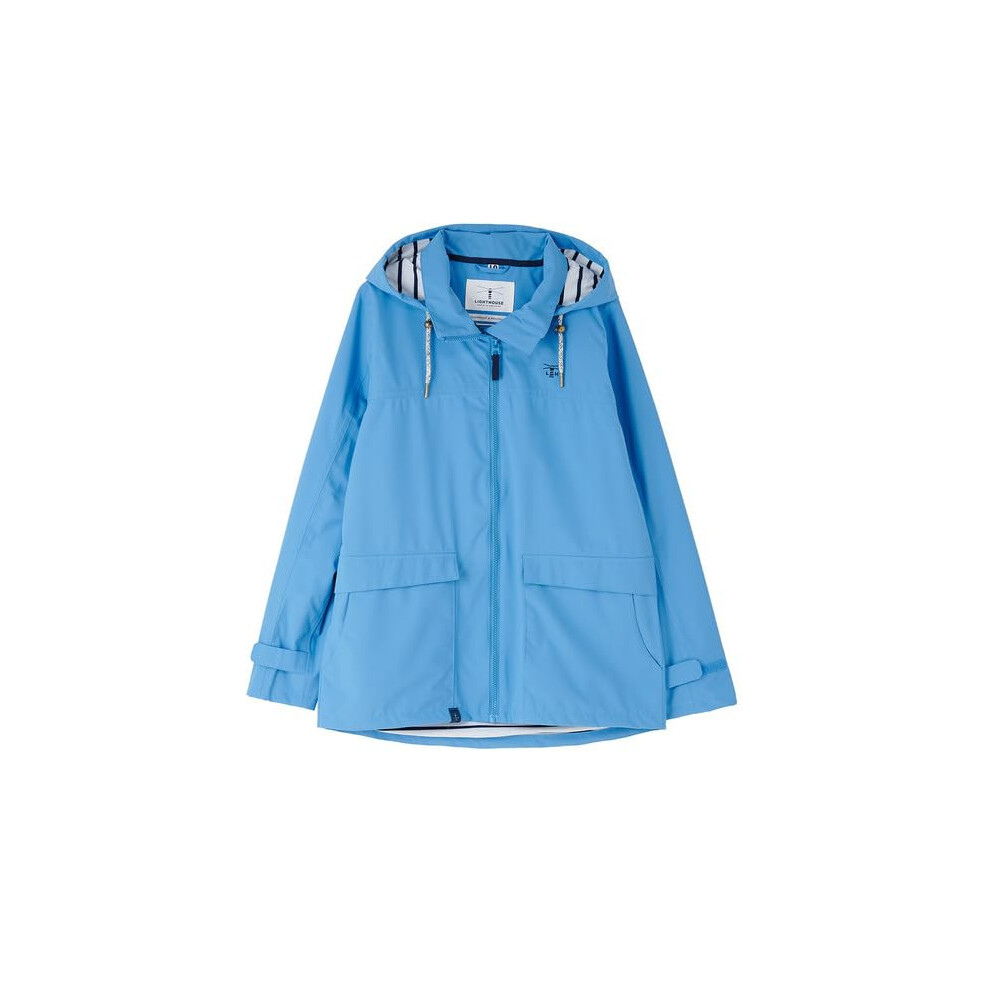 (14, New Marine Blue) LightHouse Women's Beachcomber Waterproof Jacket - Ladies Windproof Spring Sumer Outdoor Coat with Hood
