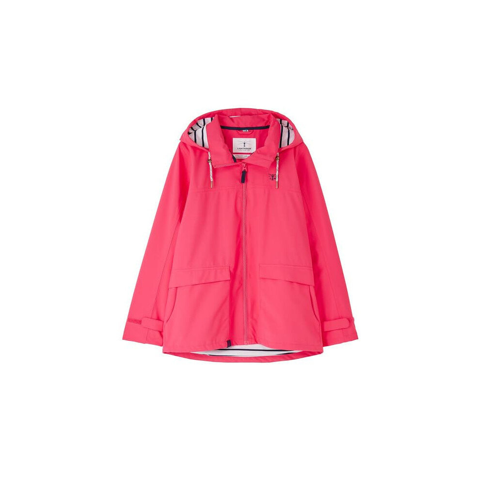 (8, New Raspberry) LightHouse Women's Beachcomber Waterproof Jacket - Ladies Windproof Spring Sumer Outdoor Coat with Hood