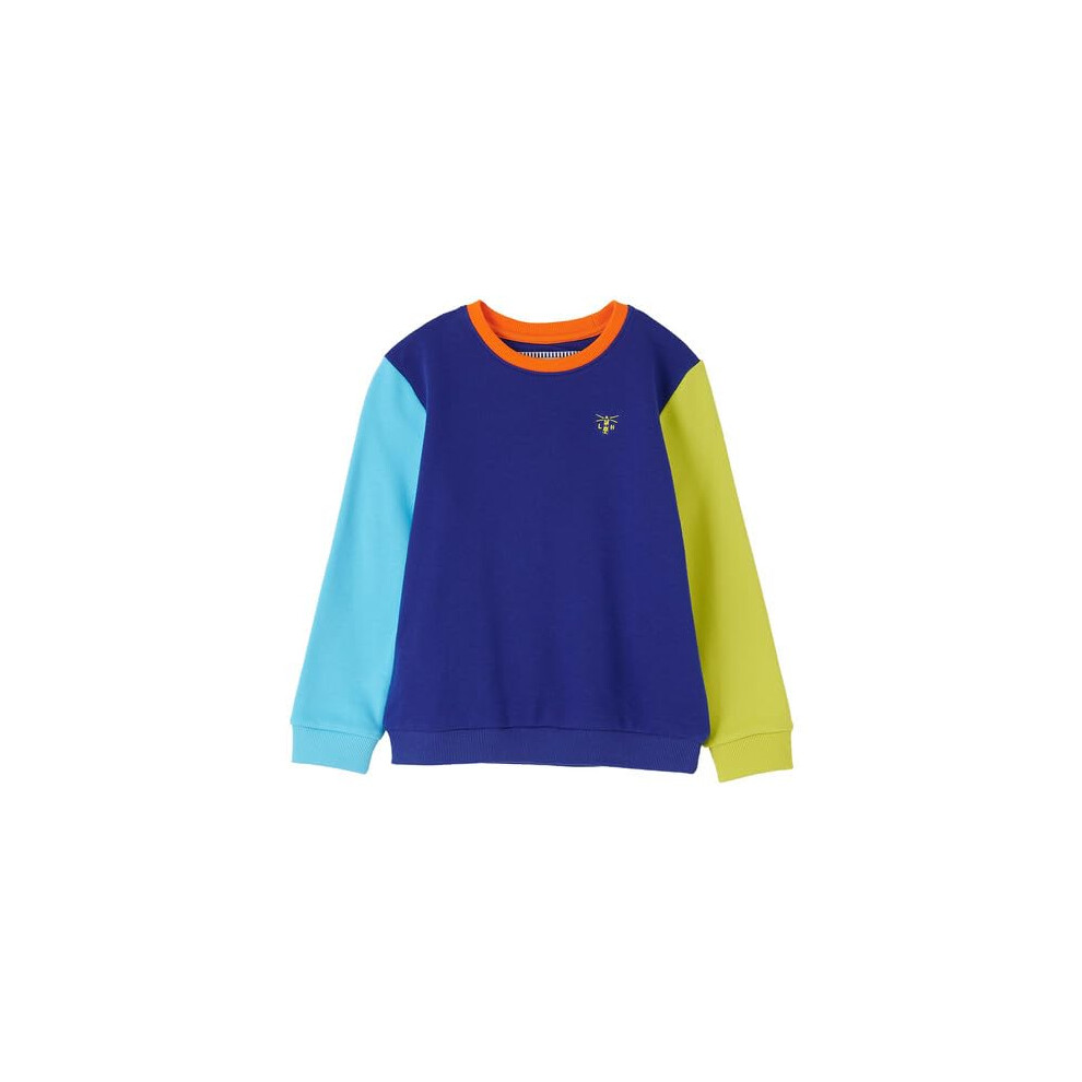 Lighthouse (7-8 Yrs, Blue Navy Lime) Boys Finn Jersey - Kids Cotton Rich Long Sleeved Top