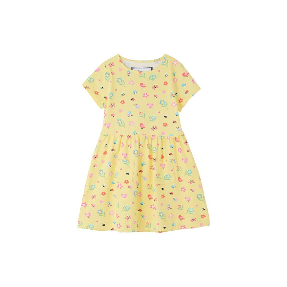(7-8 Yrs, Spring Garden) LightHouse Girls' Marnie Jersey Dress - Kids' Cotton Stretch Dress