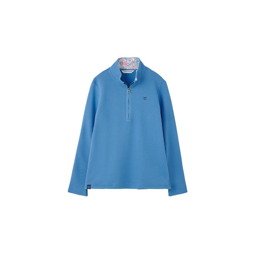 Lighthouse (18, Marine Blue) Womens Shore Sweatshirt - Ladies Warm Half Zip Cotton Top