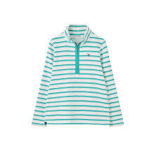 (18, Soft Teal Stripe) LightHouse Womens Shore Sweatshirt - Ladies Warm Half Zip Cotton Top