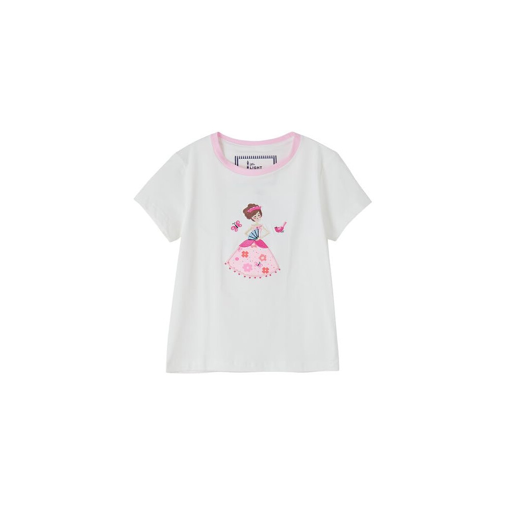 (6-7 Yrs, Princess Print) LightHouse Girls Causeway Tee - Kids Short-Sleeved Cotton Stretch T-Shirt