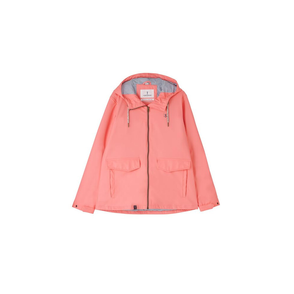 Lighthouse (20, Sugar Coral) Women's Lucy Rubberised Showerproof Jacket - Ladies Hip Length Windproof Spring Summer Outdoor Coat With Hood