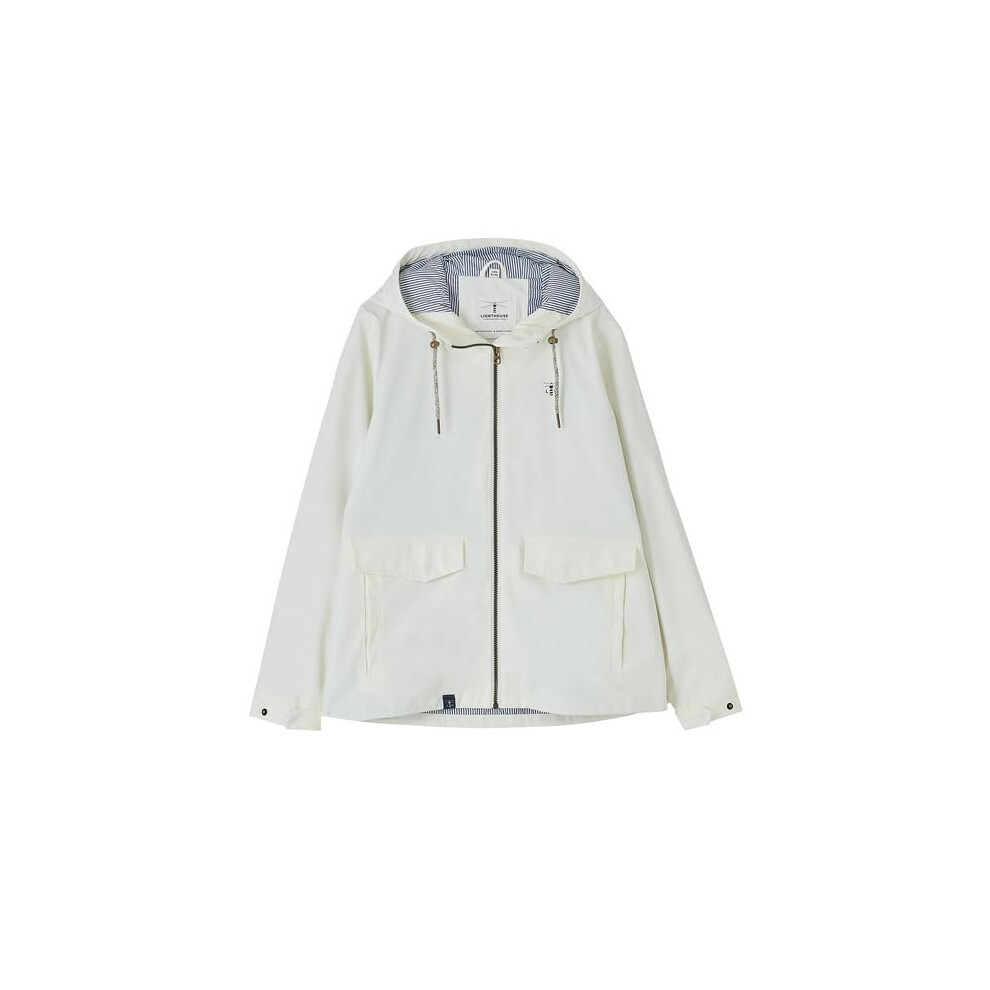 Lighthouse (20, Coconut) Women's Lucy Rubberised Showerproof Jacket - Ladies Hip Length Windproof Spring Summer Outdoor Coat With Hood