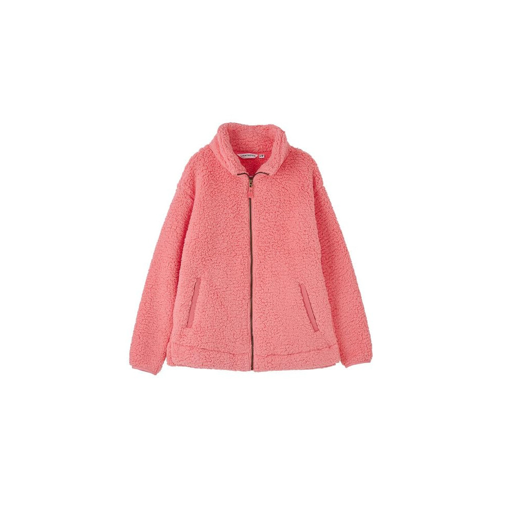 Lighthouse (12, Sugar Coral) Women's Seashell Sherpa Fleece - Ladies' Half-Zip Funnel Neck Sweatshirt