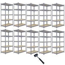 10 x Grijs rekken Eenheid 5 Tier Garage Opslag Magazijn Opschorten 90 x 50 x 180cm