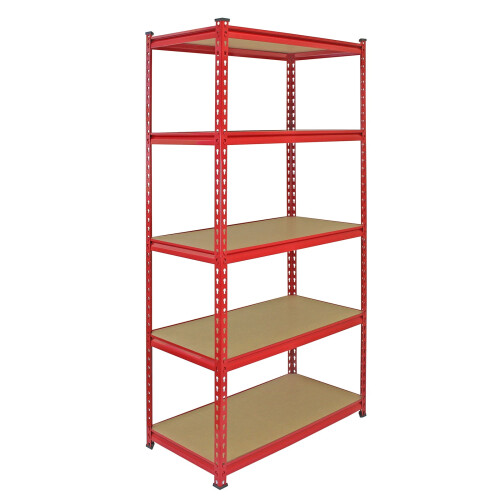 5 Rayonnages Z-Rax Rouges 90cm x 183cm x 45cm