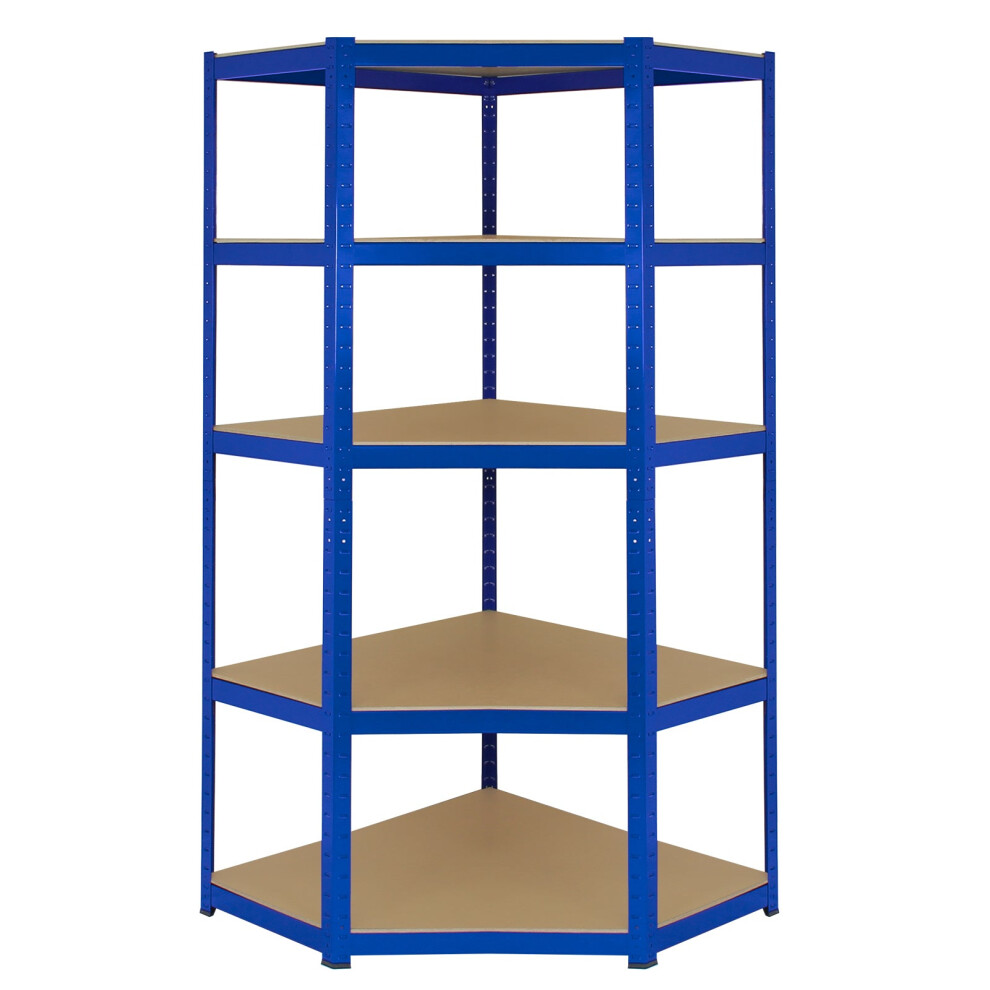 Heavy Duty Metal Corner Racking Garage Shelving 5 Tier Racks Bays Blue Steel