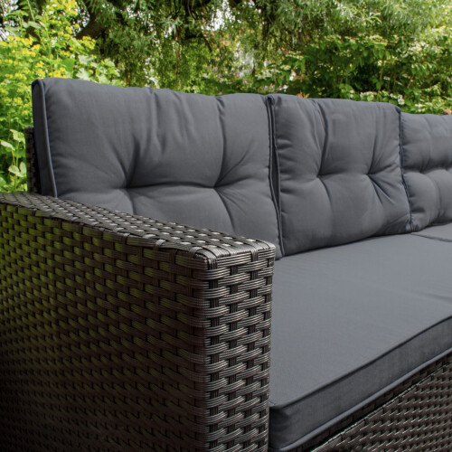 Rattan Corner Set Garden Furniture Black Sofa Stools Table 2