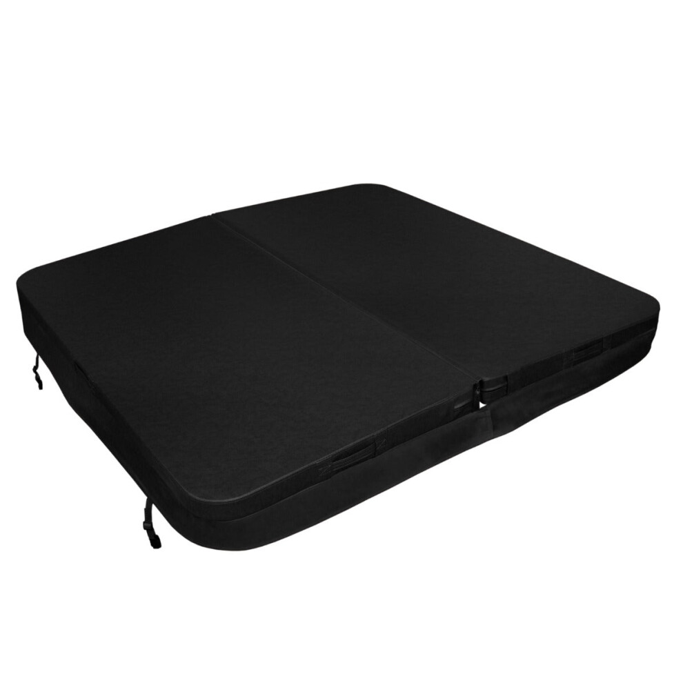 Hot Tub Cover Spa Lid 2 x 2m Square Black Hard Top Weatherproof PVC Leather Foam