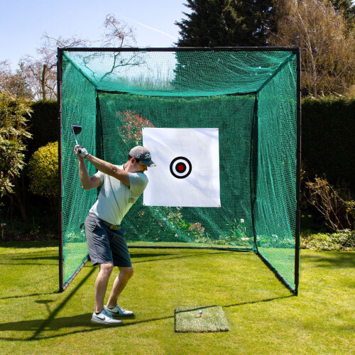 Golf Driving Practice Cage 10ft 3m High Impact Hitting Net 5 Hole Target Sheet 1